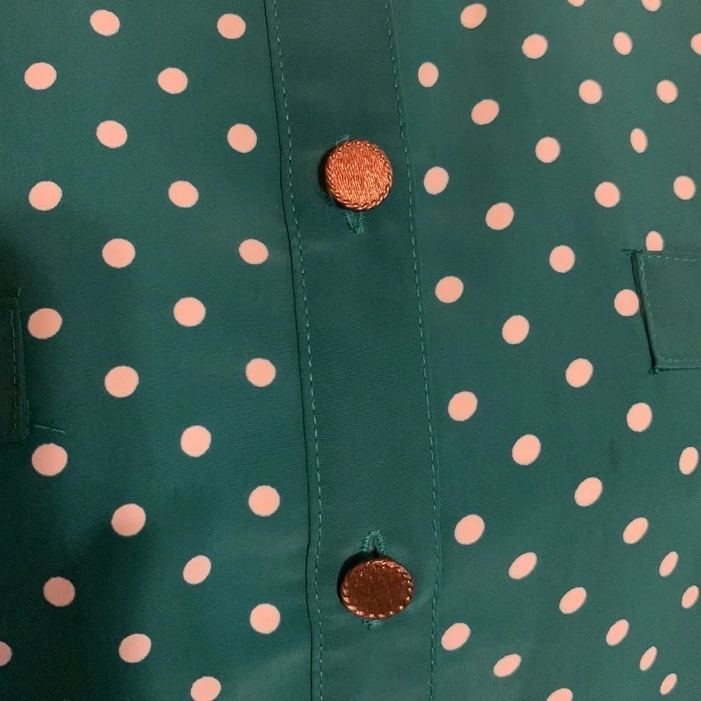 Vintage Andrea Gale green & white polka dot skirt set